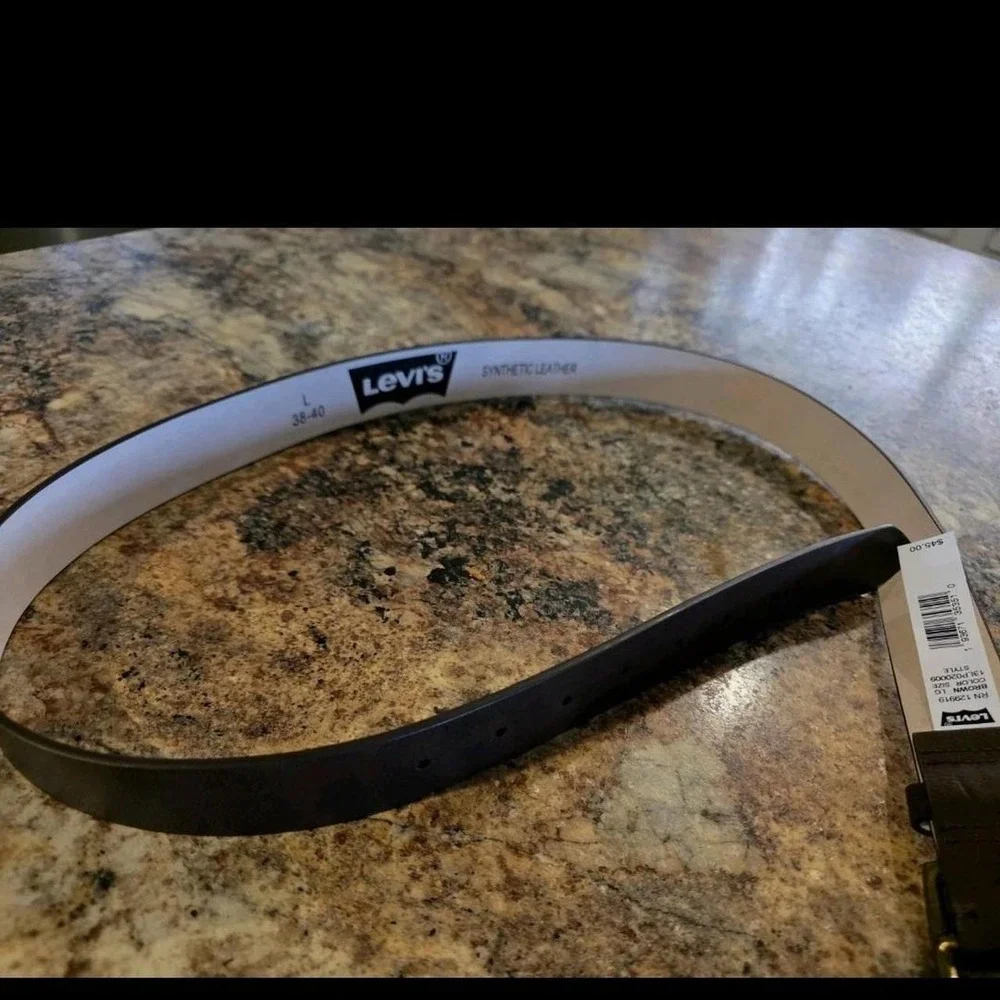 Levi Brown leather belt men's gold buckle